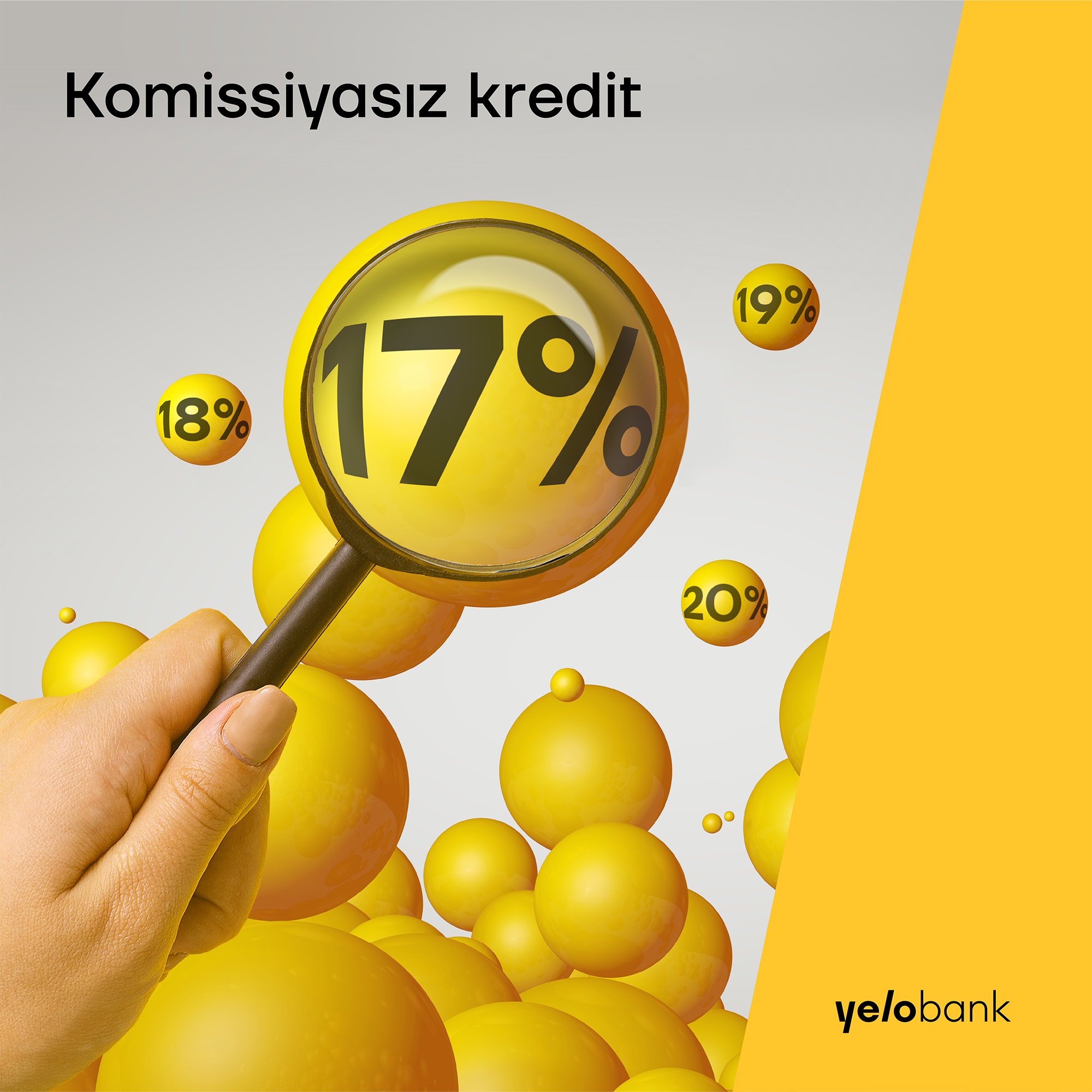 Yelo bankdan illik 17% ilə komissiyasız nağd kreditlər