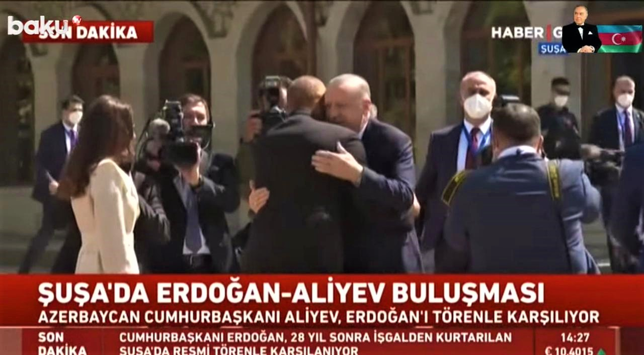 İlham Əliyev Rəcəb Tayyib Ərdoğanı Şuşada qarşıladı - VİDEO