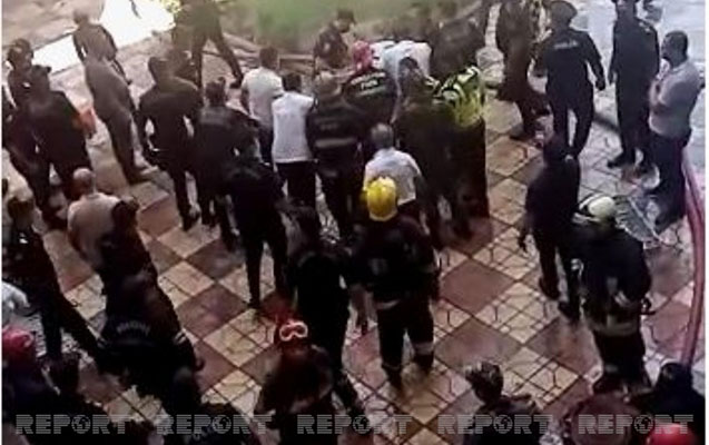 Bakıda yanğında polislər və FHN-in hərbçisi xəsarət aldi