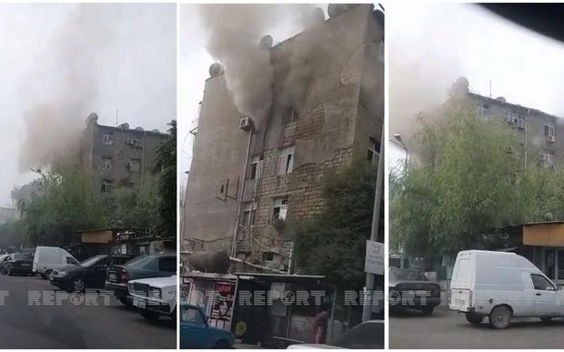 Bakıda beşmərtəbəli binadakı yanğın söndürüldü - VİDEO