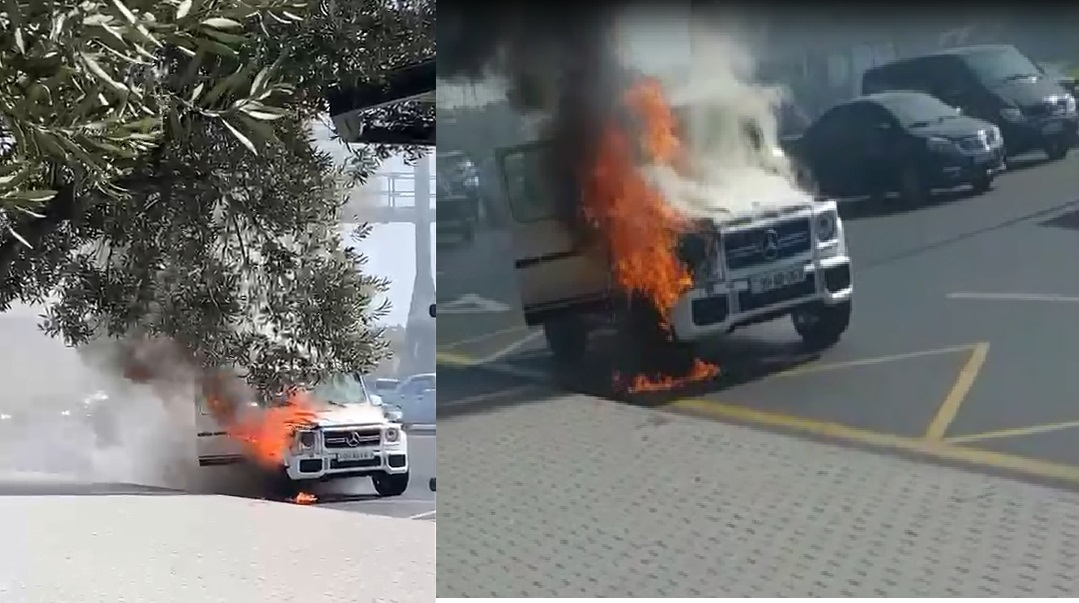 Bakıda “Gelandewagen” yandı - VİDEO
