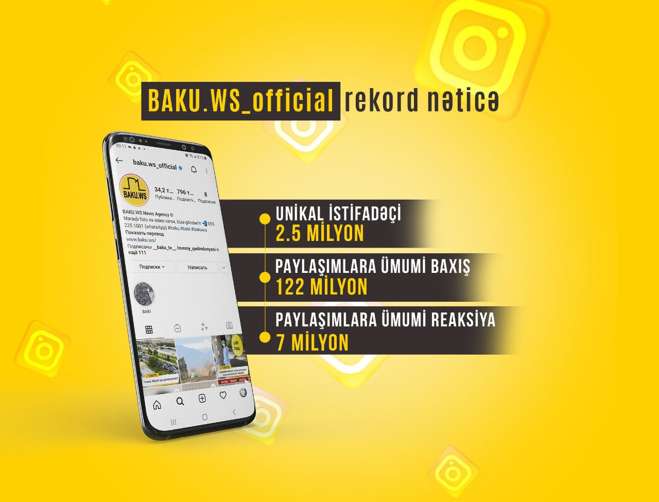 İnstaqramın məşhur səhifəsi olan BAKU.WS-dən REKORD NƏTİCƏ