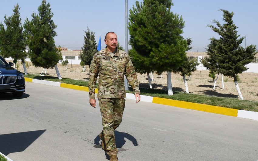 Prezident Cəbrayılda DSX-nin yeni hərbi hissə kompleksinin açılışında iştirak edib