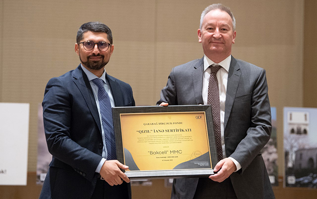 Bakcell Qarabağ Dirçəliş Fondunun “Qızıl” İanə sertifikatı ilə təltif edildi