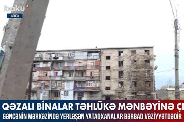 Qəzalı binalar təhlükə mənbəyinə çevrilib – VİDEO