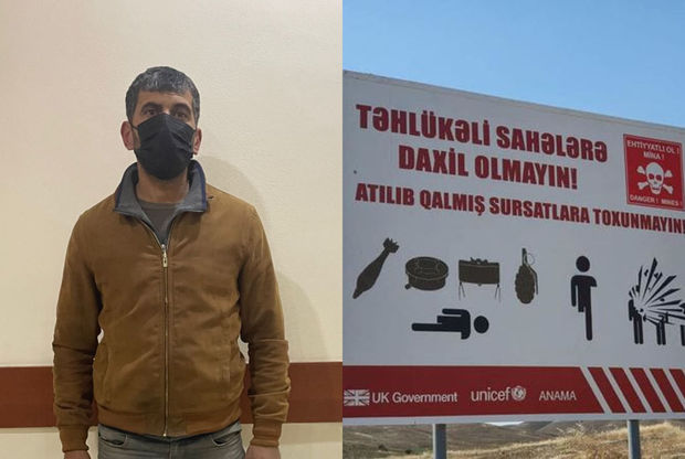 İşğaldan azad edilmiş ərazilərə icazəsiz daxil olmaq istəyən şəxs saxlanıldı