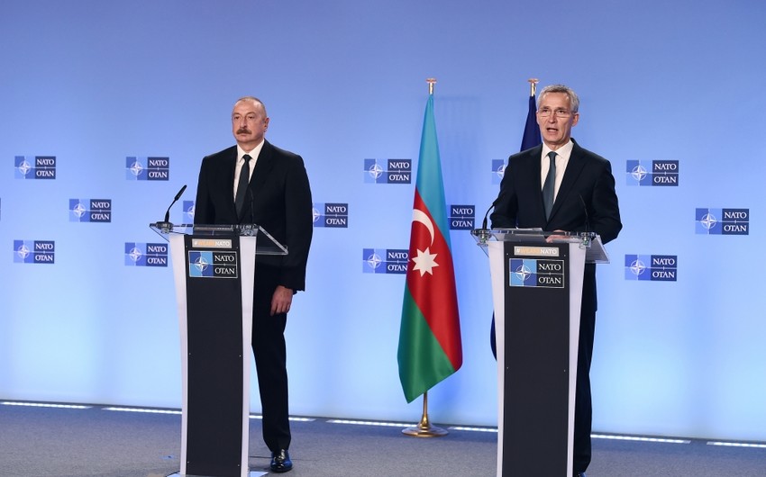 Azərbaycan Prezidentilə NATO Baş katibinin birgə mətbuat konfransı oldu - FOTOLAR