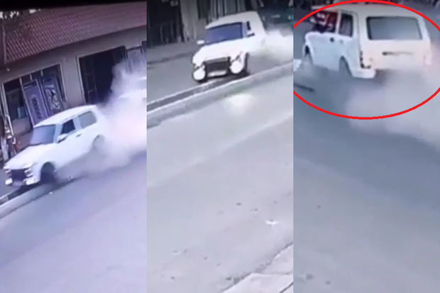 Azərbaycanda idarəetməni itirən sürücü “Niva” ilə qəza törətdi - ANBAAN VİDEO