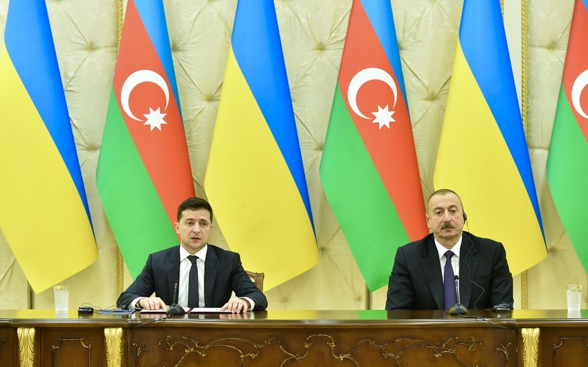 Azərbaycan və Ukrayna prezidentləri mətbuata bəyanatlarla çıxış ediblər