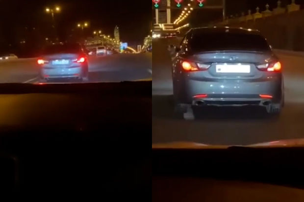 Şəhərin mərkəzində avtoxuliqanlıq edən sürücü cəzalandırıldı - VİDEO