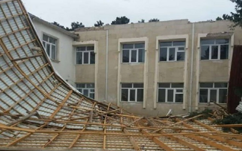 Bakıda məktəb binasının damı uçdu