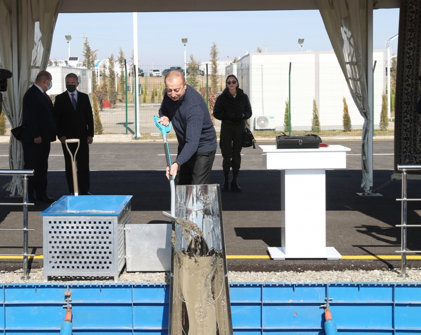 İlham Əliyev Ağdam Sənaye Parkında iki müəssisənin təməlini qoydu - FOTO