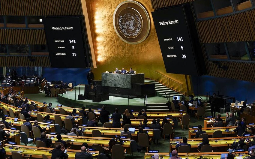 BMT Baş Assambleyası Rusiyanın Ukraynaya hücumunu pisləyən qətnamə qəbul etdi