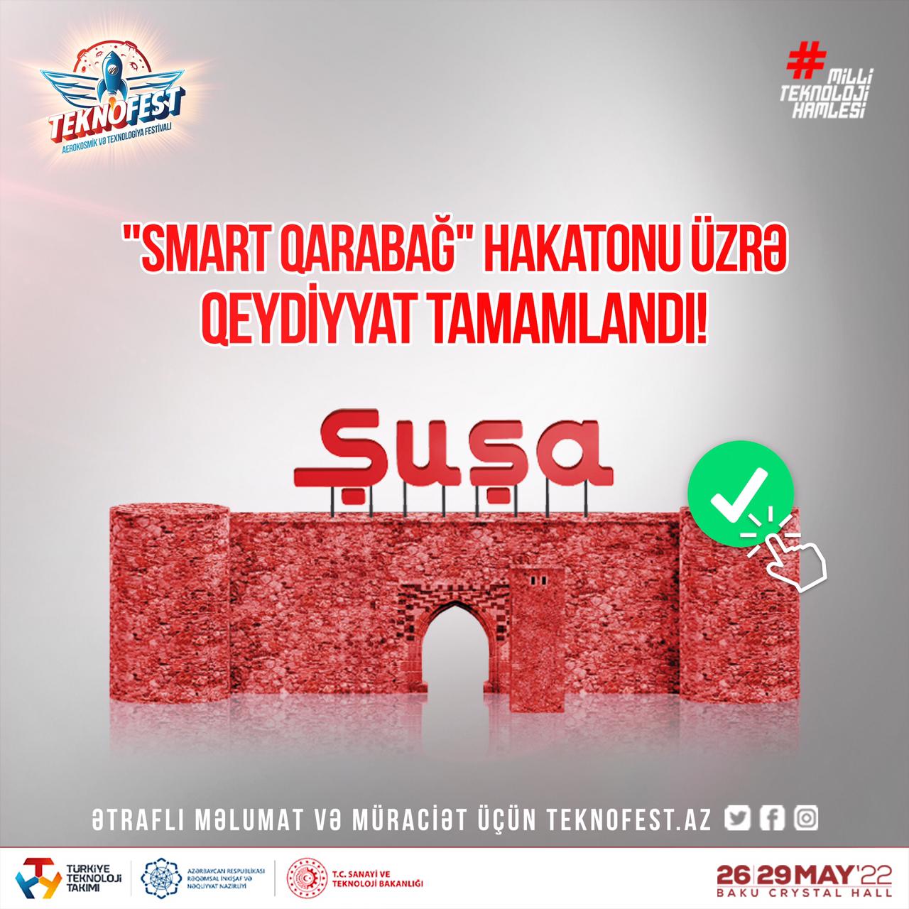“TEKNOFEST Azərbaycan” çərçivəsində keçiriləcək “Smart Qarabağ” Hakatonuna qeydiyyat başa çatdı