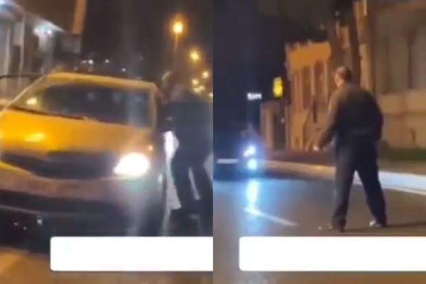 Bakıda içkili şəxs yolda hərəkəti dayandırdı – VİDEO