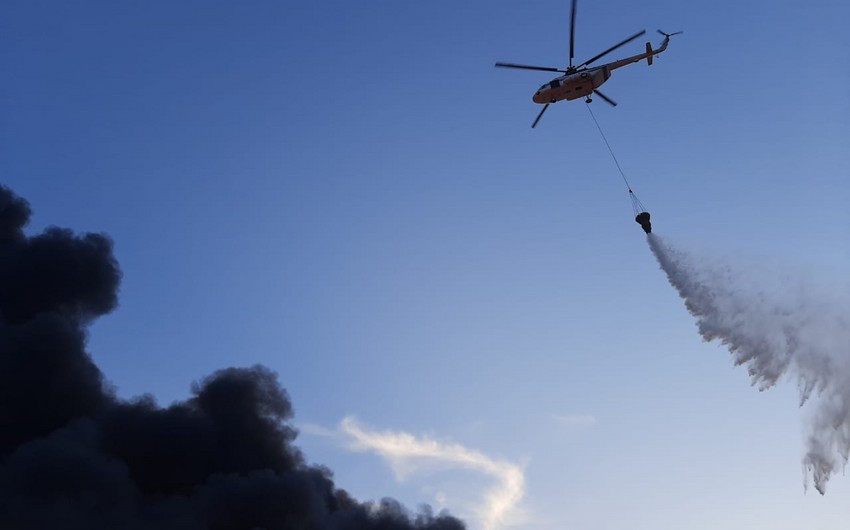 Sumqayıtda yanğının söndürülməsinə FHN-in Mühafizə Xidməti, mülki müdafiə qoşunları, helikopterlər cəlb edilib