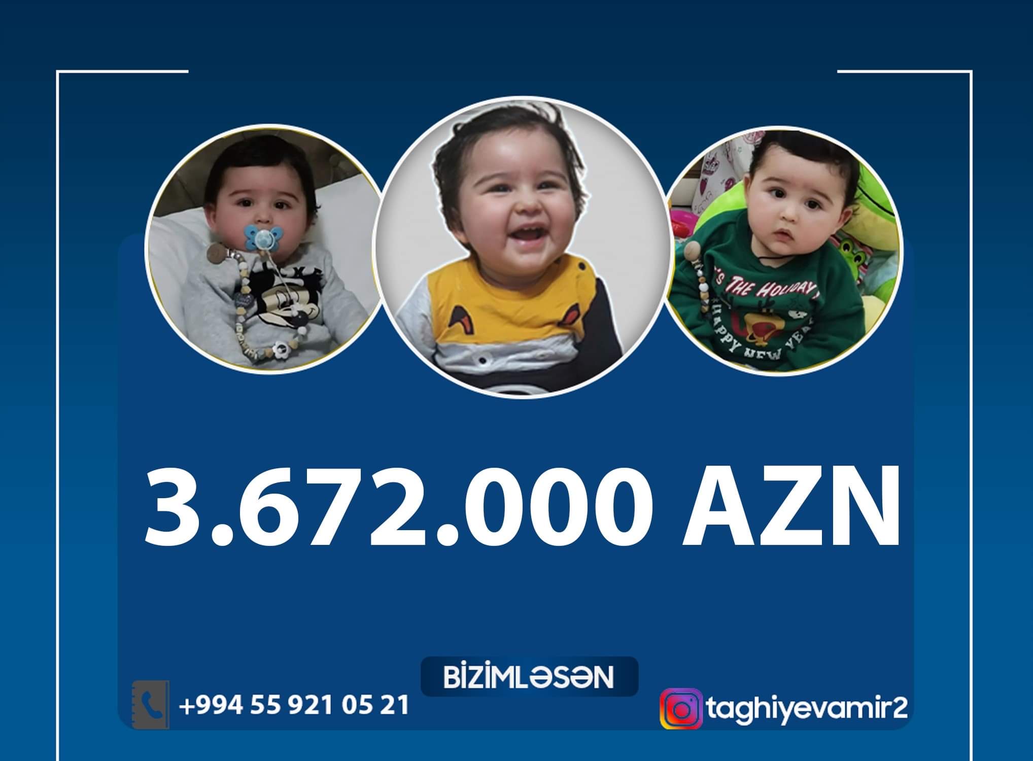 Amir üçün tələb olunan pul toplandı: 3 milyon 672 min manat