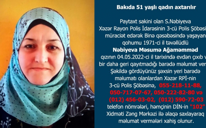 Bakıda 51 yaşlı qadın itkin düşdü - FOTO