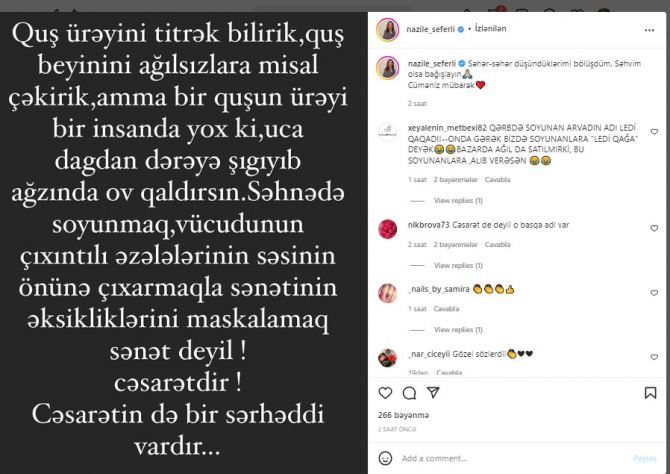 Nazilə Səfərli: 'Səhnədə soyunmaq cəsarətdir!' - FOTO