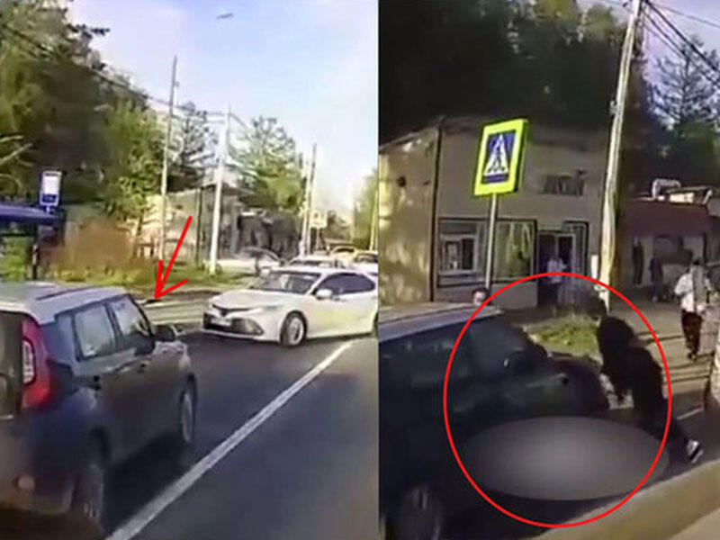 Sükan arxasında huşunu itirən qadının ayağı əyləcdə qaldı... - Təhlükəli anlar anbaan kamerada - VİDEO