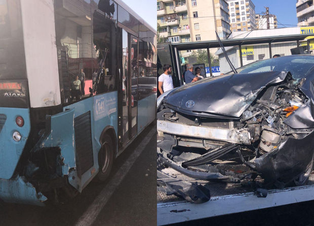 Bakıda “Prius” qəza törətdi: Beş nəfər xəsarət aldı - FOTO