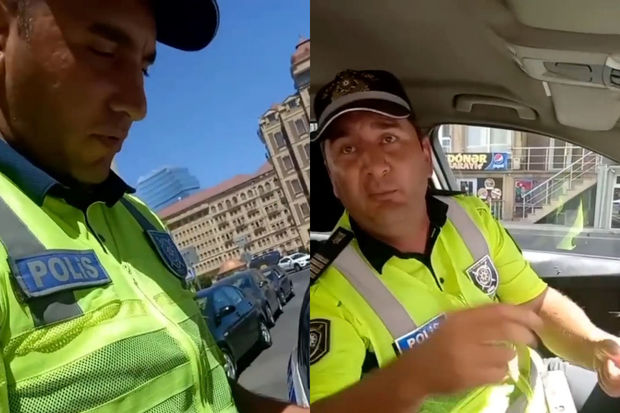 Bakıda yol polisi ilə “rüşvət söhbəti”: “Sən verdin, mən almadım...” – VİDEO