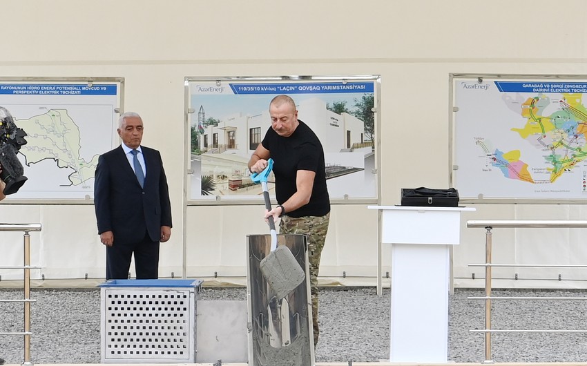 Prezident "Laçın” Qovşaq Yarımstansiyasının təməlini qoyub