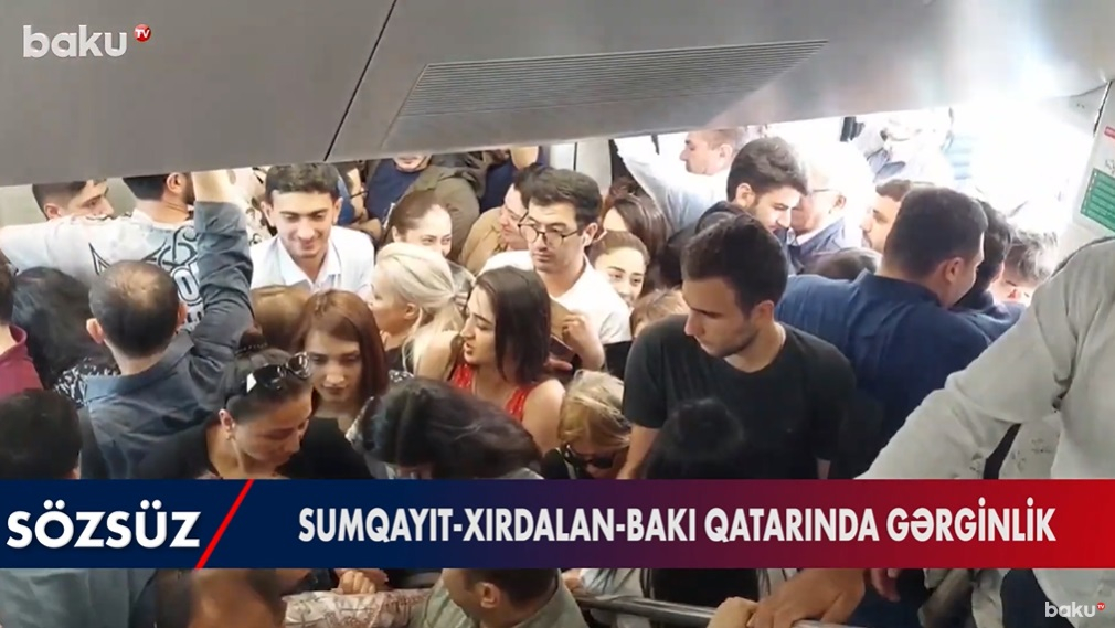 Sumqayıt-Xırdalan-Bakı qatarında acınacaqlı mənzərə - VİDEO