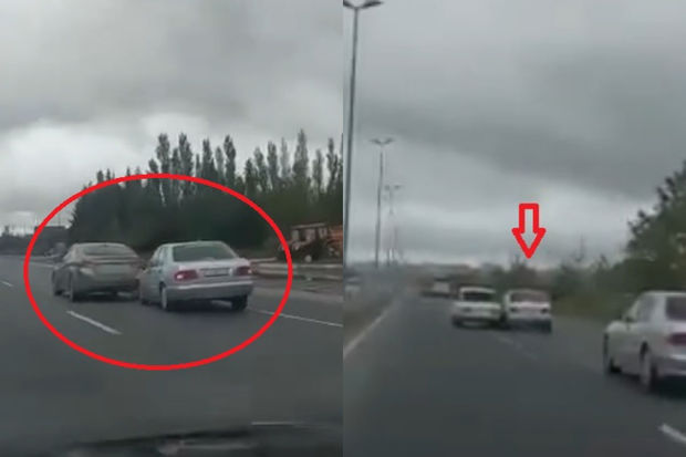 Bakı-Sumqayıt yolunda “yol terroru”: Maşınları vuraraq yoluna davam edən sürücü qəza törətdi - VİDEO