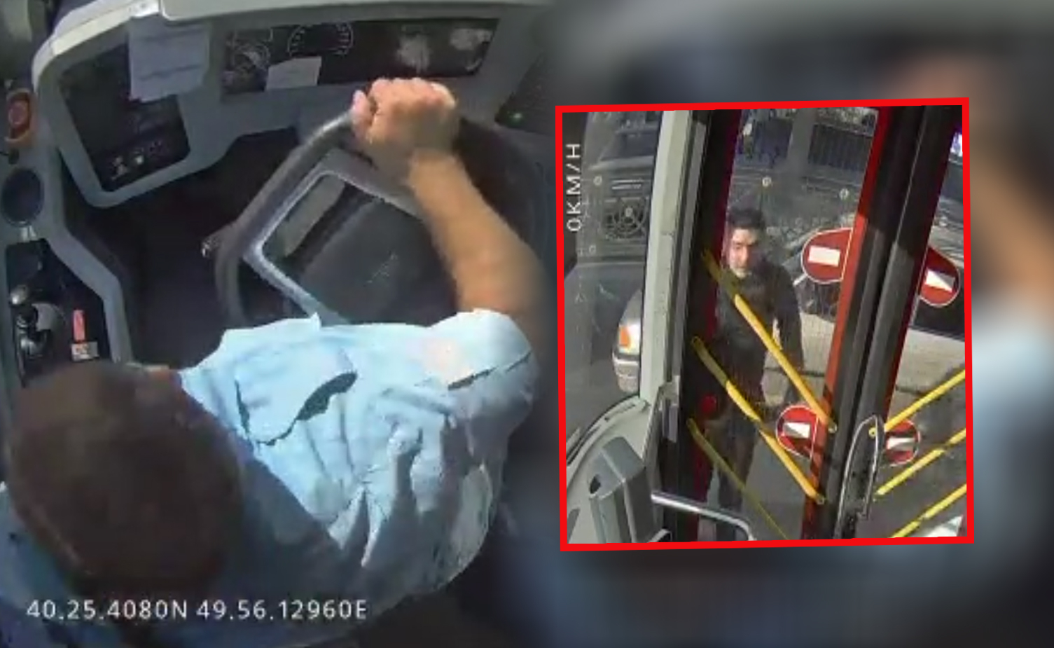 Bakıda "BakuBus"un qapısını təpiklədilər - ANBAAN VİDEO