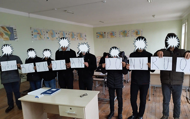 Soyuqdan donan şagirdlər belə etiraz etdilər - DONURUQ!