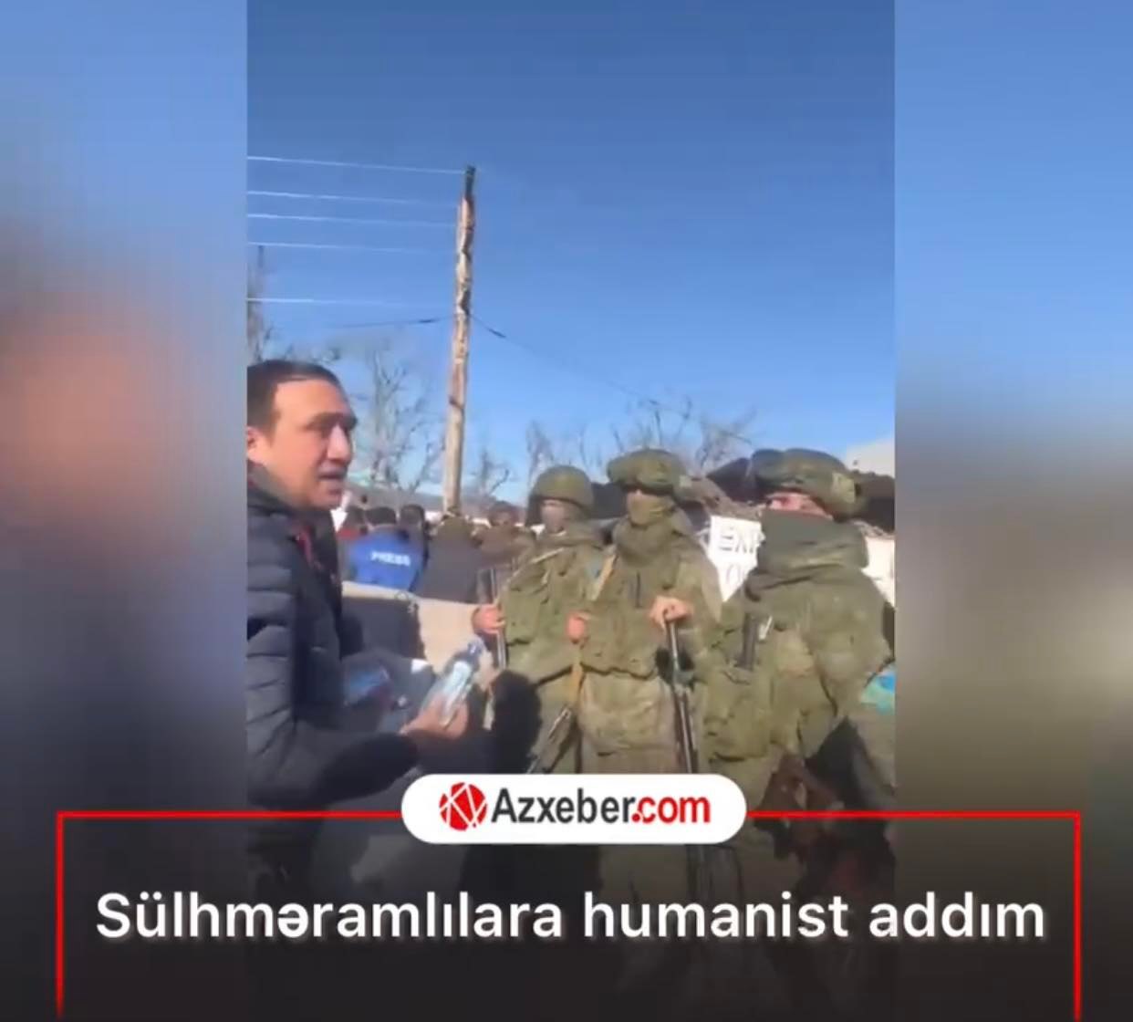 Aksiya iştirakçılarından rus sülhməramlılarına humanist addım: Su payladılar - VİDEO