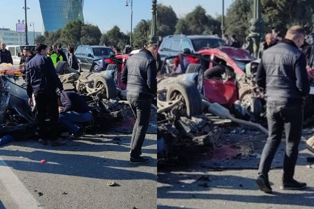 Bakıda “Prius” ağır qəzaya uğradı, ölənlər var -  VİDEO
