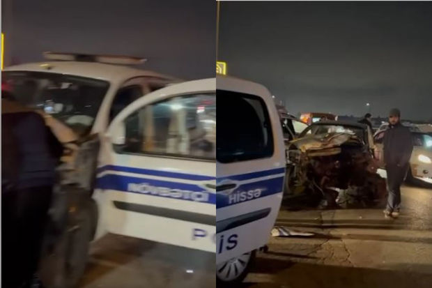 Zabratda “Chevrolet” polis maşını ilə toqquşdu - VİDEO