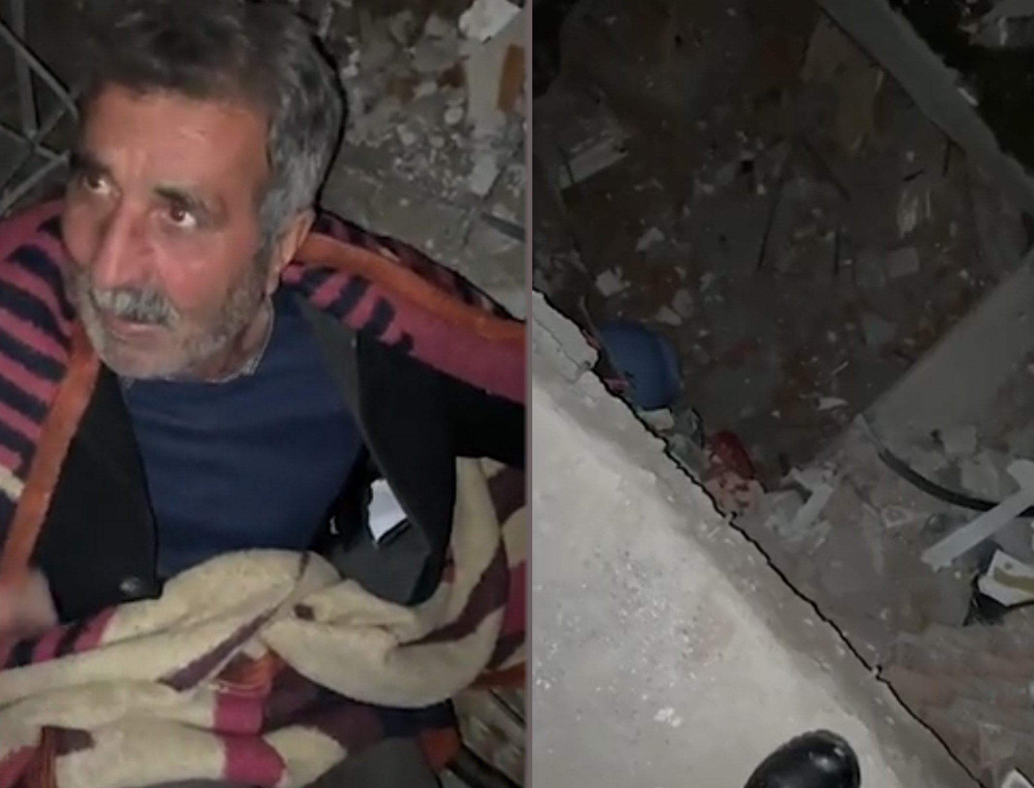 Ailəsini dağıntılar altından sürünərək çıxardan ata hər kəsi kövrəltdi - VİDEO