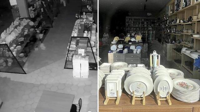 Zəlzələ zamanı heç bir əşyası dağılmamışdı – O anlar kameralarda