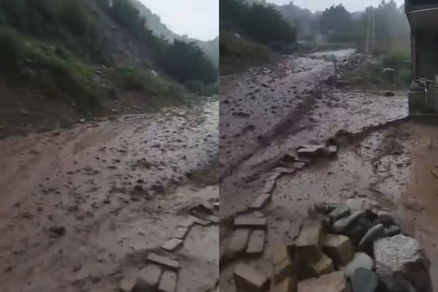 İsmayıllıya sel gəldi: Lahıc yolu bağlandı