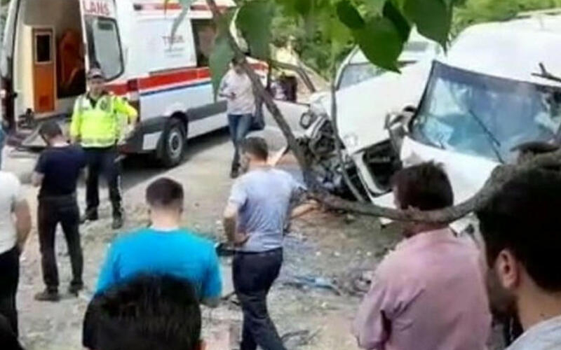 Qəbələdə 16 nəfərin xəsarət aldığı qəzanın baş vermə anı -VİDEO