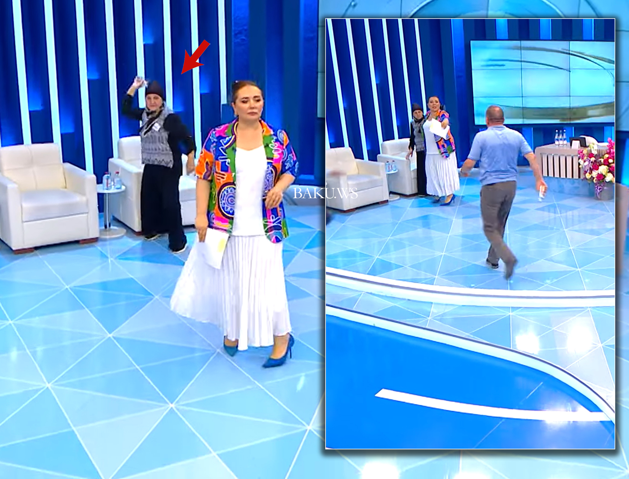 Canlı efirdə GƏRGİNLİK - Anar Vəziroğlunun üstünə su atdılar - VİDEO