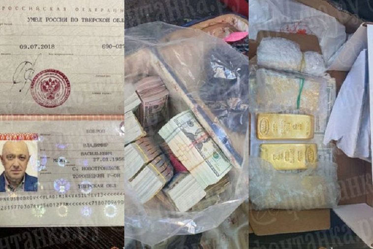 Priqojinin ofisində qızıl külçələr, saxta pasportlar, ağ toz və tapançalar tapılıb - FOTO