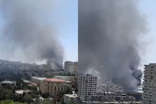 Bakını qatı tüstüyə bürüyən yanğın söndürüldü - YENİLƏNİB + VİDEO