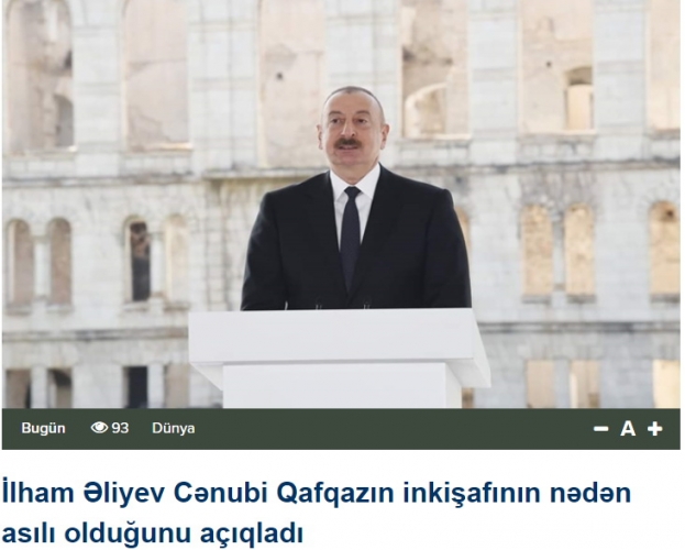 İlham Əliyevin Şuşada keçirilən Qlobal Media Forumdakı çıxışı Gürcüstan mətbuatının diqqət mərkəzində olub