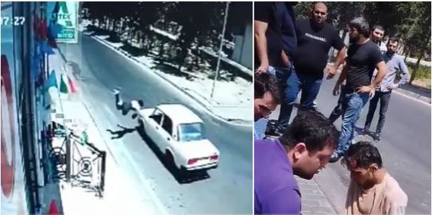 Bakıda yolu qaçaraq keçən gənci avtomobil vurdu - ANBAAN VİDEO