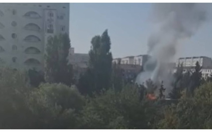 Sumqayıtda restoranda yandı - VİDEO