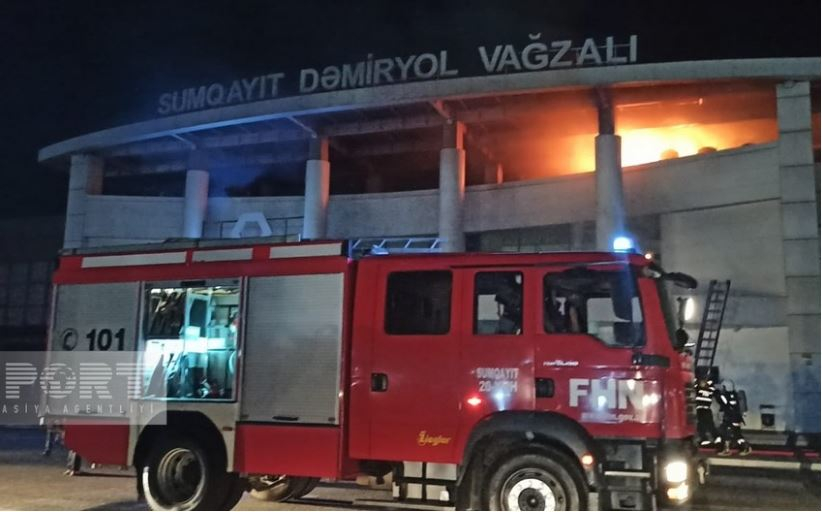 Sumqayıt dəmir yolu vağzalında yanğın başlayıb