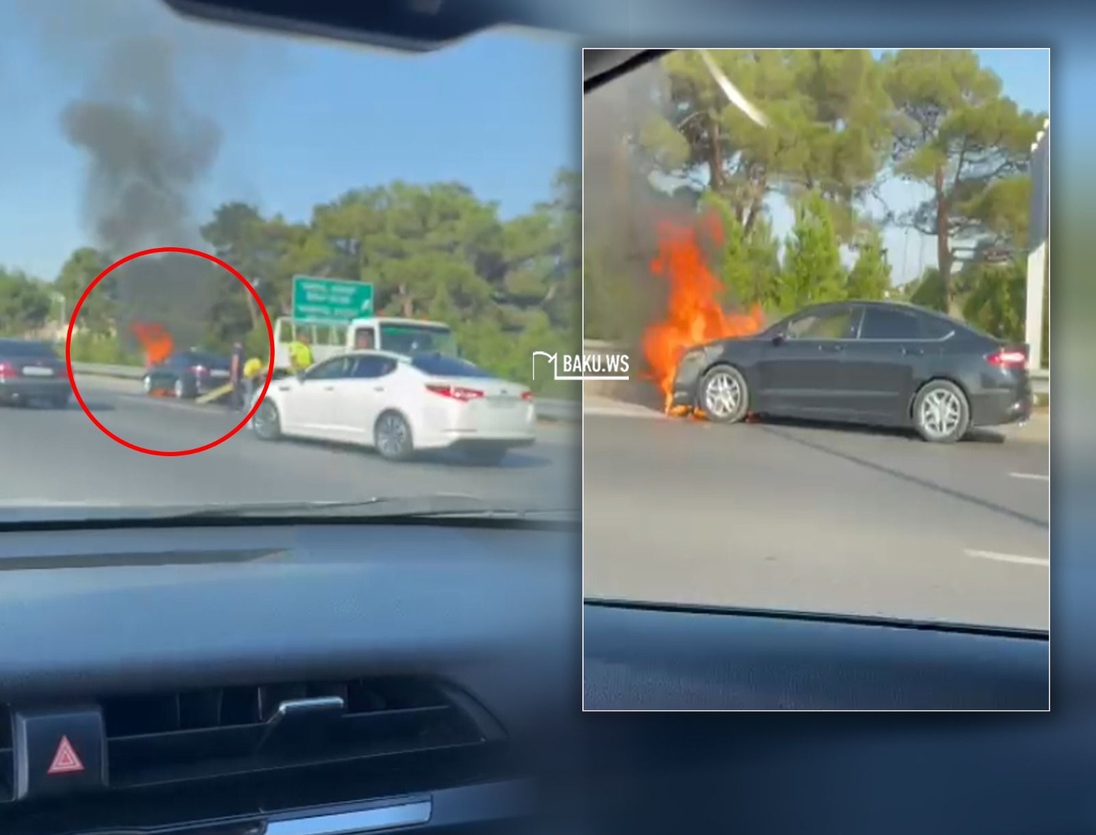 Bakıda maşın yandı - VİDEO