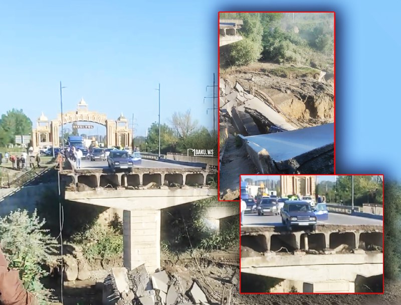 Azərbaycanda körpü uçdu, maşın çaya düşdü - Xəsarət alan var - VİDEO