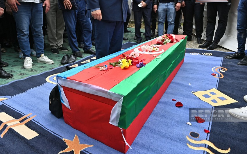 Erməni terroru nəticəsində həlak olan Seymur Mahmudovla vida mərasimi başa çatıb - FOTO