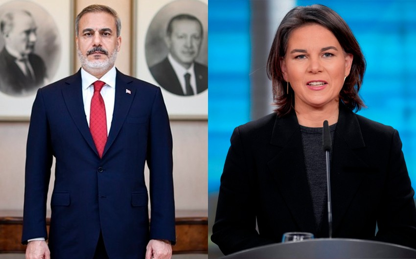 Hakan Fidan almaniyalı həmkarı ilə İsrail və Fələstindəki hadisələri müzakirə edib