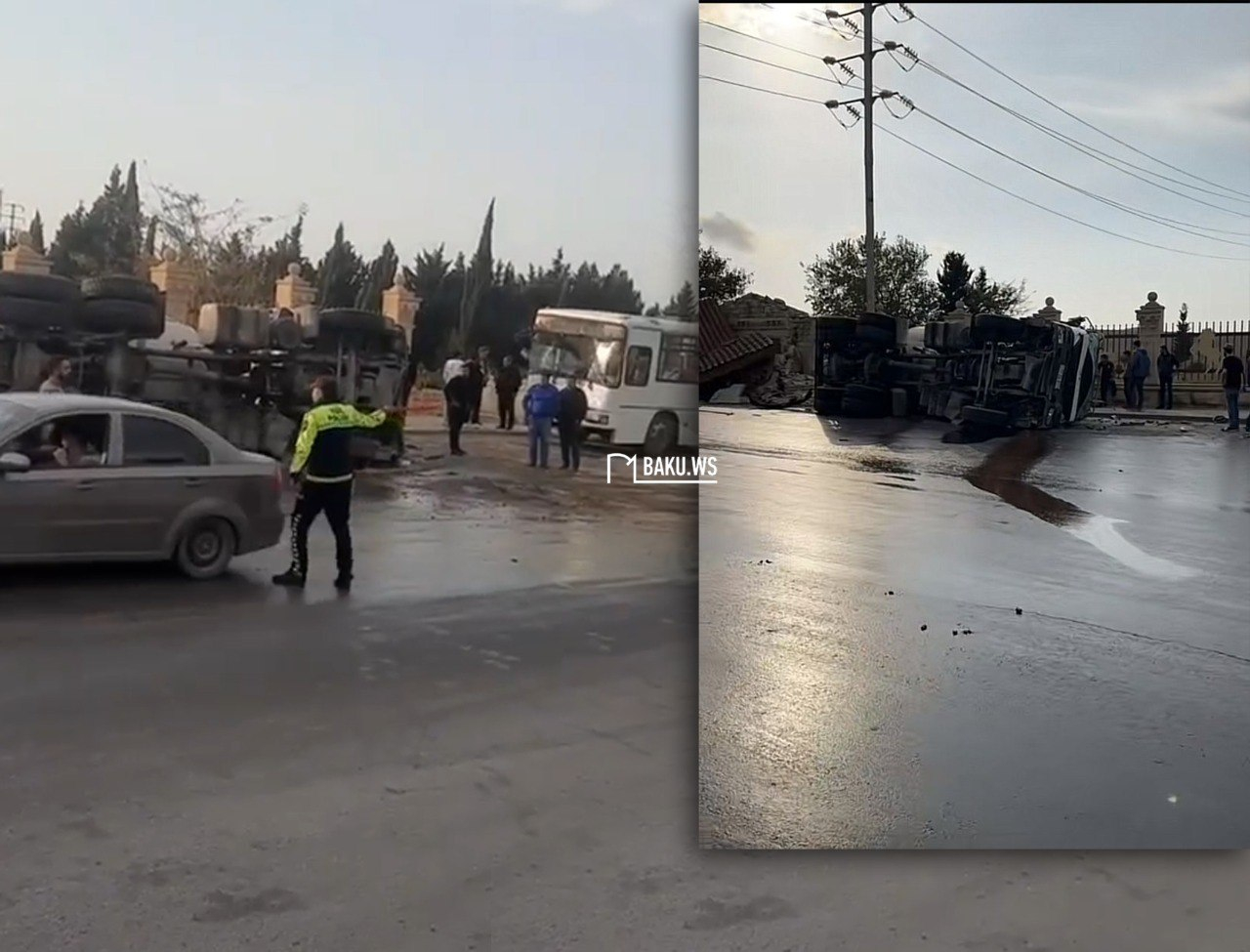 Azərbaycanda dəhşət: Betonqarışdıran maşın dayanacağa aşdı,qadın öldü